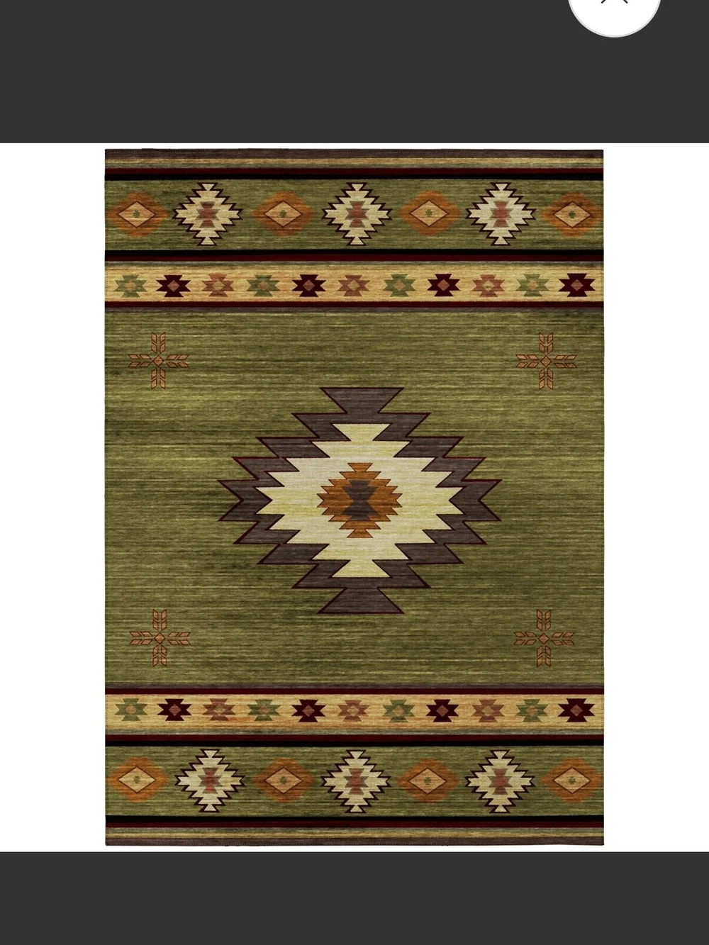 Southwestern Geometric Area Rug - Olive Green & Rust
